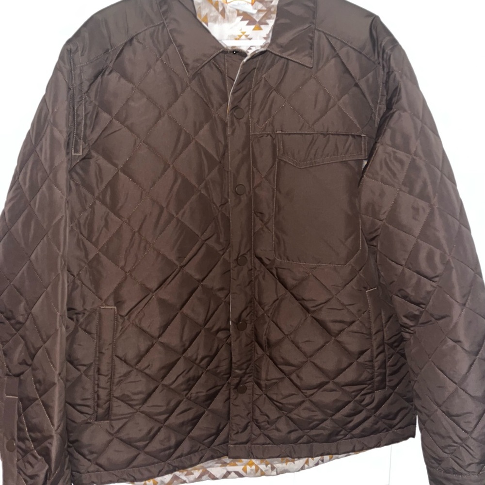 Men's Quilted Brown puffer coat &Lore Size L (will fit like XL) fully reversible